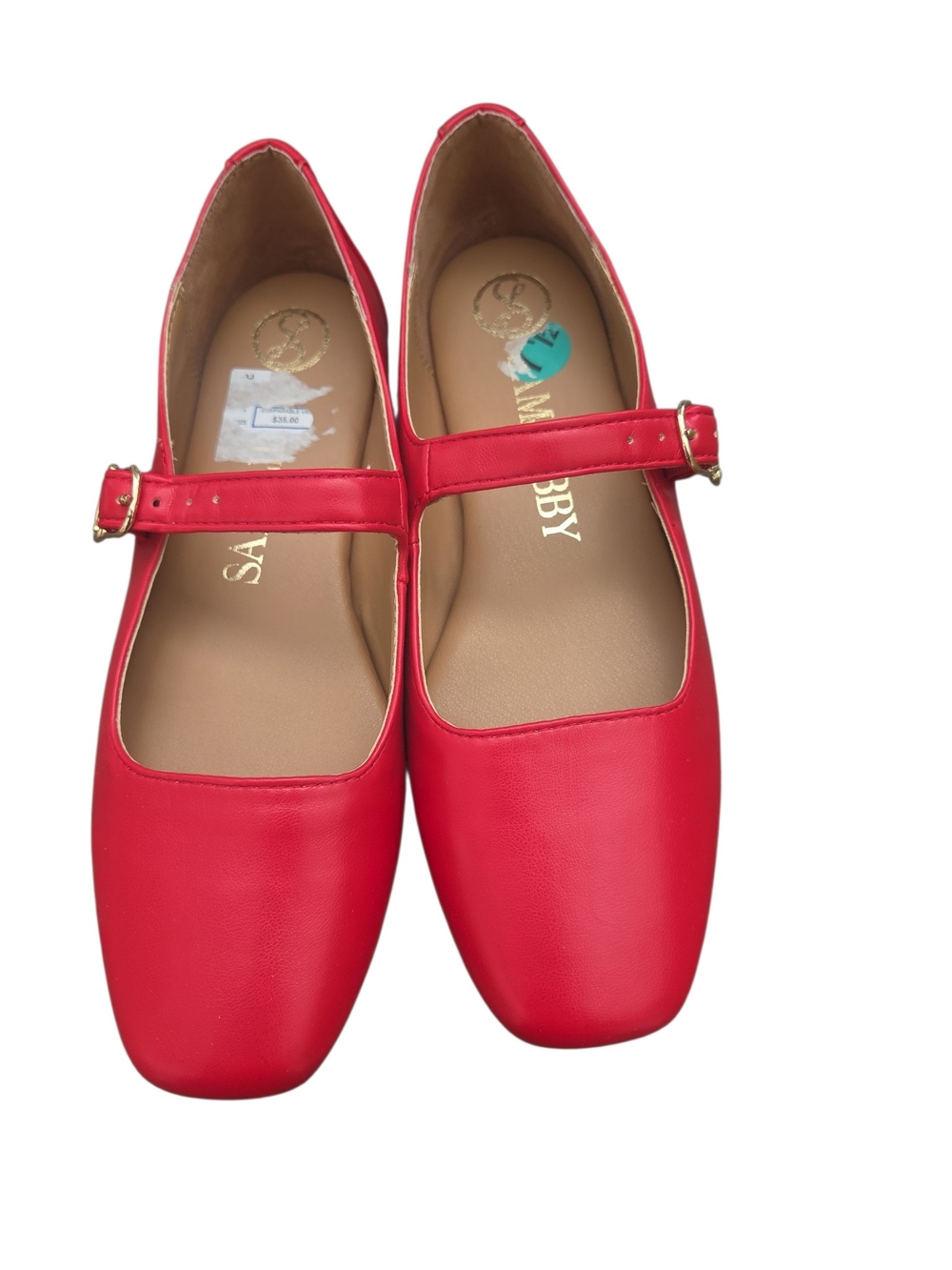 Nwot Sam & LIBBY 7.5 Bright Red Mary Jane Flats with Strap